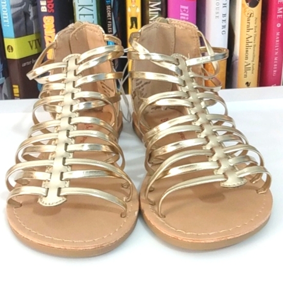 SELF ESTEEM GIRLS METALLIC GOLD GLADIATOR SANDALS SIZE 1 NWT - Picture 9 of 9